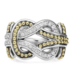 Online Two-Tone Knot Diamond Statement Ring Two-Tone