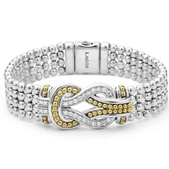 Discount Two-Tone Knot Diamond Statement Bracelet Diamonds