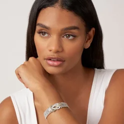 Discount Two-Tone Knot Diamond Statement Bracelet Diamonds