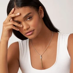 Outlet Two-Tone Knot Diamond Tassel Pendant Necklace Two-Tone