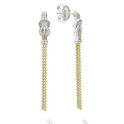 Hot Two-Tone Knot Diamond Tassel Earring Two-Tone