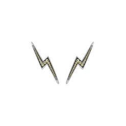 Discount Two-Tone Lightning Bolt Stud Earrings Two-Tone