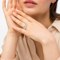 New Two-Tone Link Ring Caviar Rings