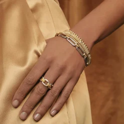 New Two-Tone Link Ring Caviar Rings