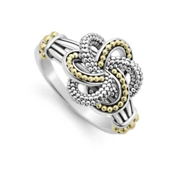 Outlet Two-Tone Love Knot Ring Caviar Rings
