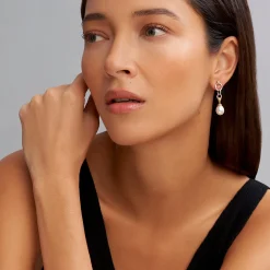 Flash Sale Two-Tone Pearl Circle Drop Earrings Drop Earrings