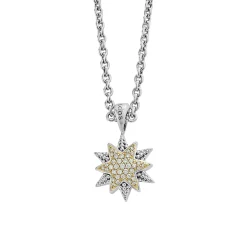 Clearance Two-Tone Star Diamond Pendant Necklace Caviar Necklaces