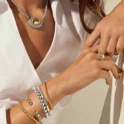 Best Sale Two-Tone Station Caviar Bracelet | 6Mm Two-Tone