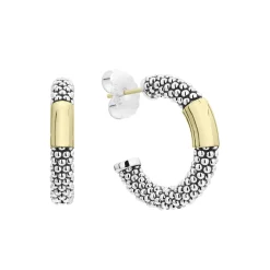Outlet Two-Tone Station Caviar Hoop Earrings Hoop Earrings