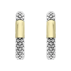 Outlet Two-Tone Station Caviar Hoop Earrings Hoop Earrings