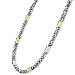 Store Two-Tone Station Caviar Necklace | 5Mm Two-Tone