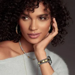 Store Two-Tone Station Caviar Necklace | 5Mm Two-Tone