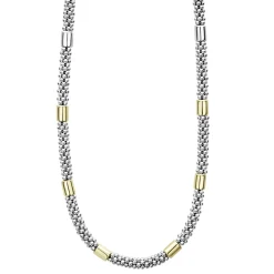 Cheap Two-Tone Station Caviar Necklace | 5Mm Caviar Necklaces