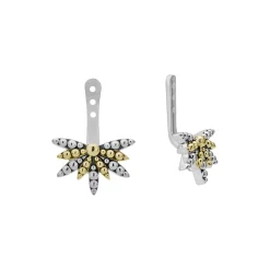 Sale Two-Tone Stud Earrings With Earring Jacket Two-Tone
