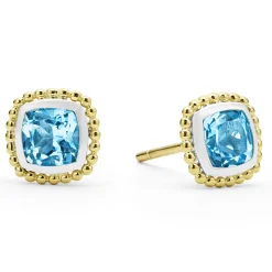 Flash Sale Two-Tone Swiss Blue Topaz Stud Earrings Gemstones