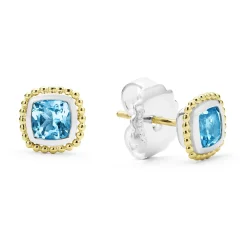 Best Two-Tone Swiss Blue Topaz Stud Earrings Two-Tone
