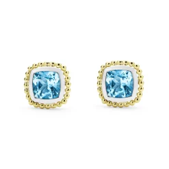 Best Two-Tone Swiss Blue Topaz Stud Earrings Two-Tone