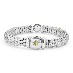 Clearance Two-Tone Tahitian Black Pearl Caviar Bracelet | 9Mm Silver