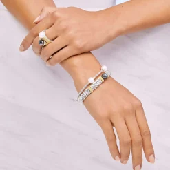 Clearance Two-Tone Tahitian Black Pearl Caviar Bracelet | 9Mm Silver