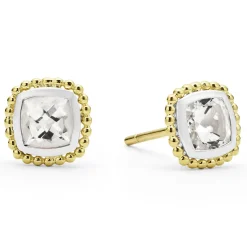 Discount Two-Tone White Topaz Stud Earrings Gemstones
