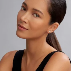 Sale Two-Tone White Topaz Stud Earrings Stud Earrings