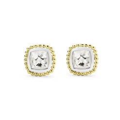 Discount Two-Tone White Topaz Stud Earrings Two-Tone