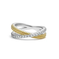 Flash Sale Two-Tone X Diamond Ring Diamonds