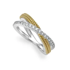 Outlet Two-Tone X Diamond Ring Caviar Rings