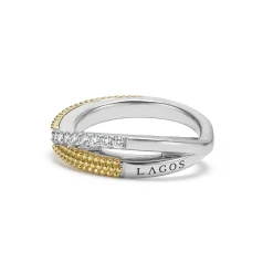 Outlet Two-Tone X Diamond Ring Caviar Rings
