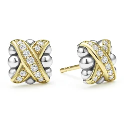 Store Two-Tone X Diamond Stud Earrings Diamonds
