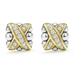 Store Two-Tone X Diamond Stud Earrings Diamonds