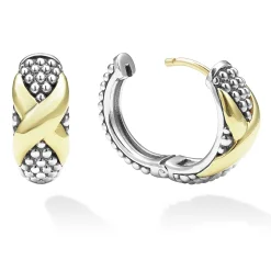 Hot Two-Tone X Huggie Earrings Two-Tone