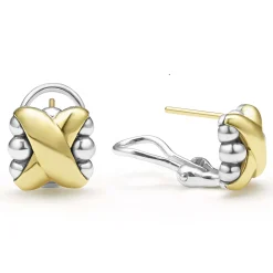 New Two-Tone X Omega Clip Earrings Two-Tone