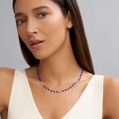 Best Sale Ultramarine Ceramic Beaded Necklace Silver
