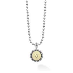 Discount V Initial Charm Necklace Two-Tone