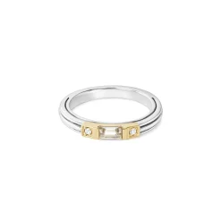 Flash Sale White Topaz And Diamond Stacking Ring Two-Tone