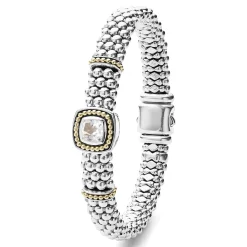 Sale White Topaz Caviar Bracelet | 9Mm Two-Tone