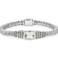 Best White Topaz Caviar Bracelet | 6Mm Two-Tone
