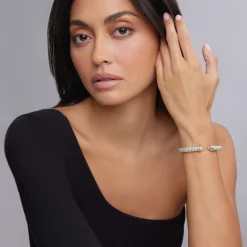 Sale White Topaz Cuff Bracelet | 8Mm Gemstones