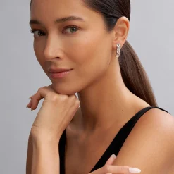 Outlet White Topaz Hoop Earrings Two-Tone