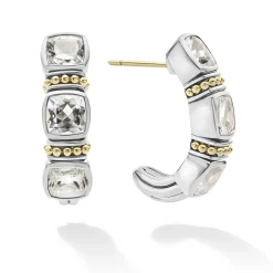 Outlet White Topaz Hoop Earrings Two-Tone