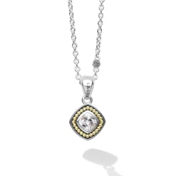 Fashion White Topaz Pendant Necklace Two-Tone
