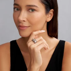 Shop White Topaz Stacking Rings Two-Tone