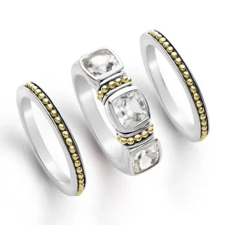 Shop White Topaz Stacking Rings Two-Tone