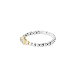 Hot White Topaz Stacking Ring With Diamonds Two-Tone
