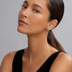 Best White Topaz Stud Earrings Two-Tone