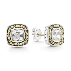 Best White Topaz Stud Earrings Two-Tone