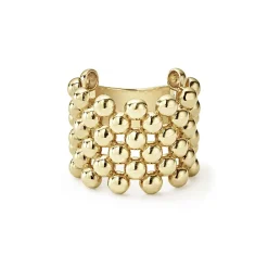 Clearance Wide Beaded 18K Gold Ring Gold