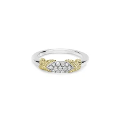 Clearance X Diamond Caviar Stacking Ring Two-Tone