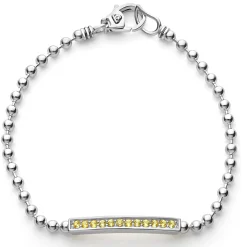 Fashion Yellow Sapphire Beaded Bracelet Silver